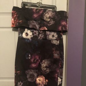 Black floral print off Shoulder dress